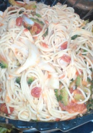 イカとゴーヤのトマトパスタ-レシピのメイン写真