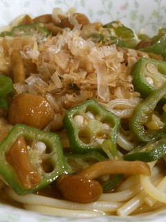 オクラとなめこと油揚げのパスタ-レシピのメイン写真