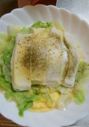 はんぺんとレタスのたまごレンジ蒸-レシピのメイン写真