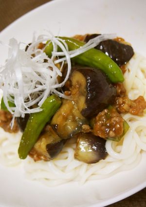 食欲全開☆なすとひき肉のピリ辛うどん-レシピのメイン写真