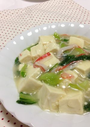 ＊チンゲン菜とカニカマ＊肉無し麻婆豆腐＊-レシピのメイン写真