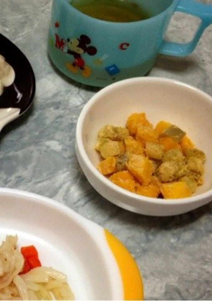 離乳食☆さつまいもとかぼちゃのきな粉和え-レシピのメイン写真