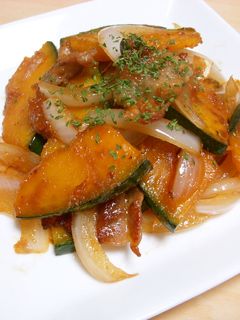かぼちゃと玉ねぎのにんにくポン酢炒め-レシピのメイン写真