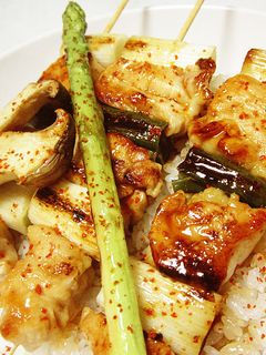 鶏胸肉焼き鳥丼 焼き野菜添え♪-レシピのメイン写真
