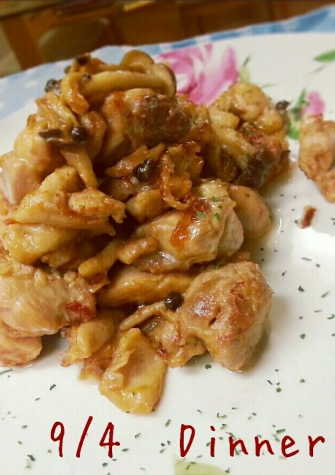鶏肉とシメジのおかかマヨ炒め-レシピのメイン写真