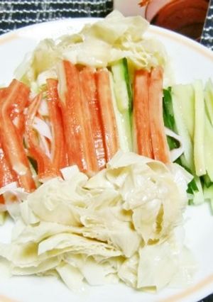 乾燥湯葉ときゅうりカニかまのごまだれ味-レシピのメイン写真