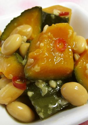 かぼちゃと大豆のピリッ醤油麹煮-レシピのメイン写真