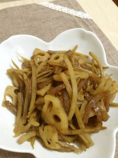 きんぴらごぼう甘め*蒟蒻とレンコン*-レシピのメイン写真