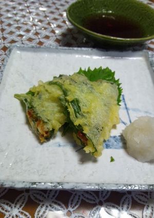 巻いて揚げるだけ青じそと納豆の天ぷら-レシピのメイン写真