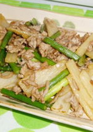 ニンニクの芽とひき肉の中華炒め♪-レシピのメイン写真
