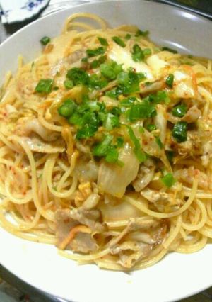 調味料１つ☆豚キムチスパゲッティ-レシピのメイン写真