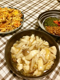 ヘルシー!ささみ&きのこのあんかけ豆腐♪-レシピのメイン写真