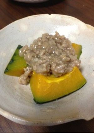 激簡単、余りそぼろでカボチャの挽肉餡掛け-レシピのメイン写真
