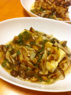 焼き豆腐の2種キノコあんかけ-レシピのメイン写真