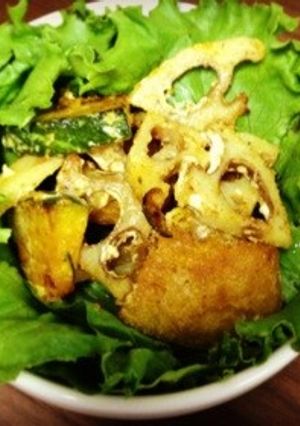 カボチャと蓮根のカレーマヨサラダ-レシピのメイン写真