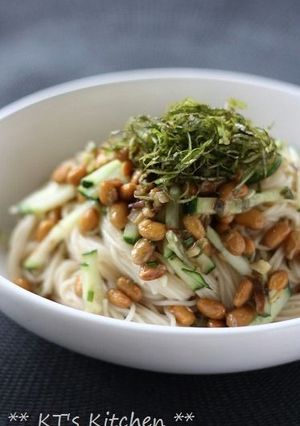 納豆と梅香味野菜たれでそうめん。-レシピのメイン写真