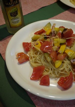 ズッキーニとトマトの冷製パスタ-レシピのメイン写真