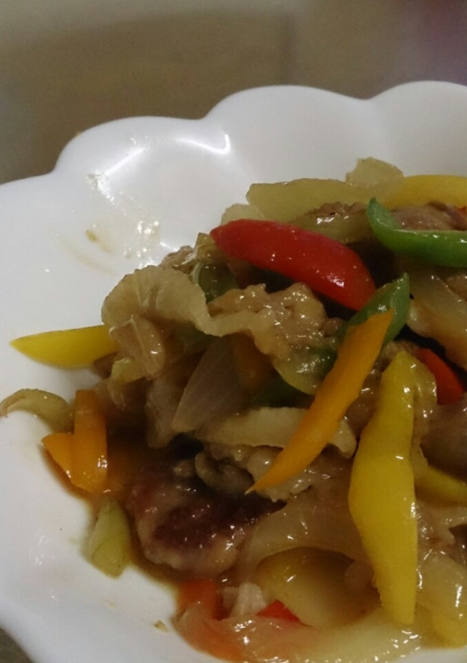 パプリカとたまねぎと豚肉の甘辛炒め♪-レシピのメイン写真