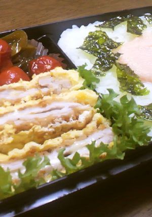 オムカツと野菜の煮浸し弁当-レシピのメイン写真