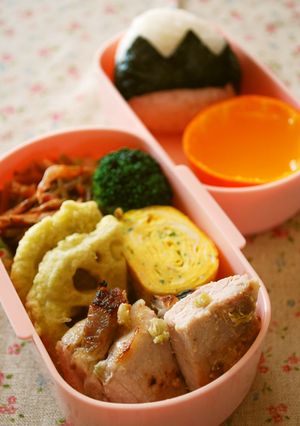 富士山弁当～豚肉のわさび漬けグリル焼き～-レシピのメイン写真