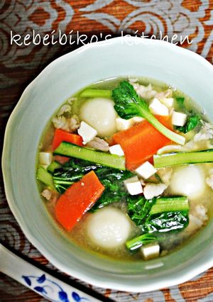 もちもち白玉団子とター菜の中華風スープ-レシピのメイン写真