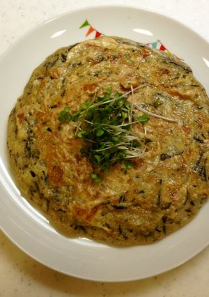 フライパンで☆梅マヨだれひじきお好み焼き-レシピのメイン写真