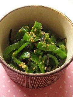 レンジピーマンの塩昆布和え-レシピのメイン写真