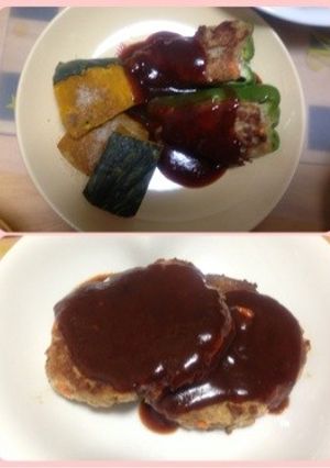 ピーマンの肉詰め&ハンバーグ-レシピのメイン写真