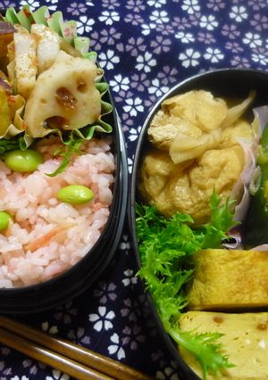 大人かわいいピンク♡枝豆と紅生姜ご飯弁当-レシピのメイン写真