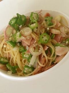 オクラとみょうがの柚子胡椒パスタ-レシピのメイン写真