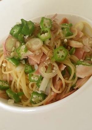 オクラとみょうがの柚子胡椒パスタ-レシピのメイン写真