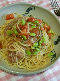 簡単♪生ハム&枝豆の冷製トマトパスタ♡-レシピのメイン写真