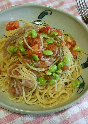 簡単♪生ハム＆枝豆の冷製トマトパスタ♡-レシピのメイン写真