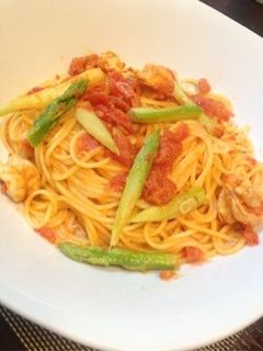 海老とアスパラのトマトクリームパスタ-レシピのメイン写真