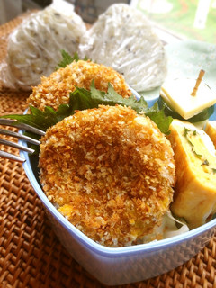 ネギ味噌入り☆かぼちゃコロッケのお弁当-レシピのメイン写真