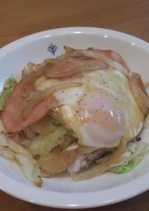 簡単☆朝にがっつりハムエッグ丼-レシピのメイン写真