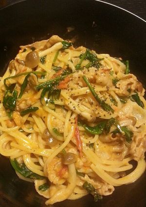豚バラとキノコのトマトクリームパスタ-レシピのメイン写真