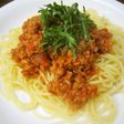 打ち豆と大豆ミートのミートソース風