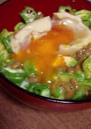 オクラ納豆の味玉まぜ-レシピのメイン写真