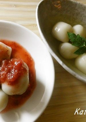 もち米粉の白玉団子・苺ジャムと蜂蜜味-レシピのメイン写真