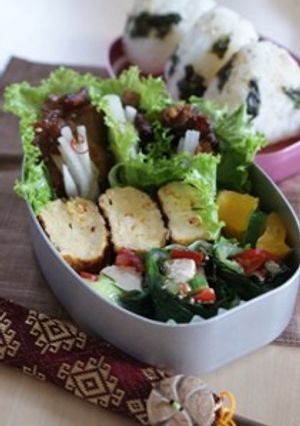 甘辛豚肉梨巻きのお弁当-レシピのメイン写真