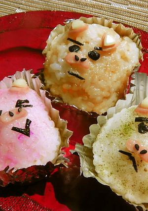 お弁当用!焼き鮭in三匹の子豚おにぎり❤-レシピのメイン写真