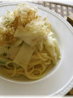 ツナと白菜の豆乳スパゲティー 鰹節風味-レシピのメイン写真