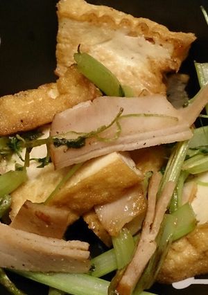 厚揚げと青菜の簡単めんつゆ炒め-レシピのメイン写真
