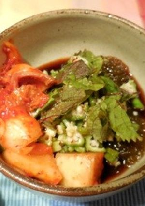 もずく酢とオクラのキムチ和え-レシピのメイン写真
