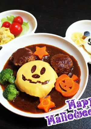 ♡ハロウィンミッキーの煮込みハンバーグ♡-レシピのメイン写真