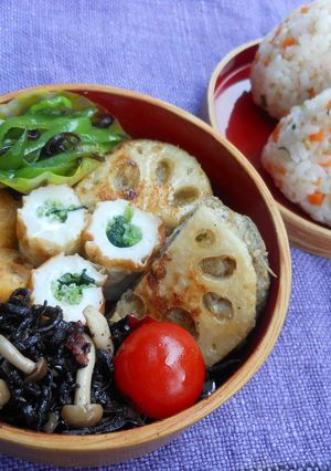 赤じそ香る～蓮根じゃこつくね弁当-レシピのメイン写真
