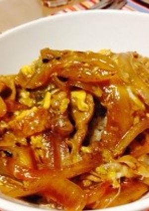 簡単！トロトロ卵と油揚げの豚丼-レシピのメイン写真