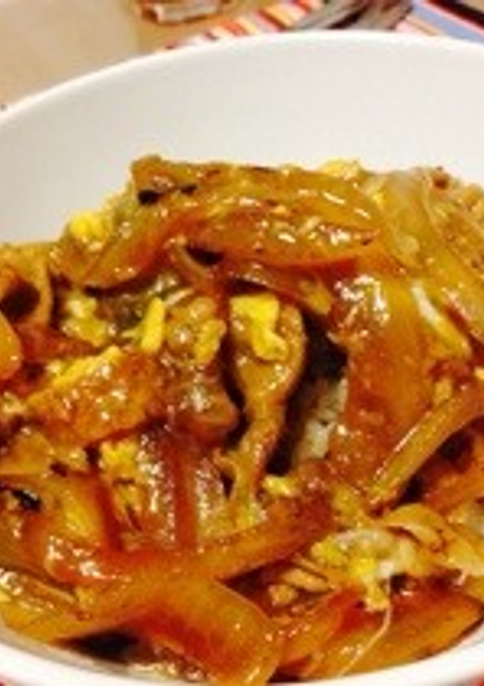 簡単！トロトロ卵と油揚げの豚丼-レシピのメイン写真