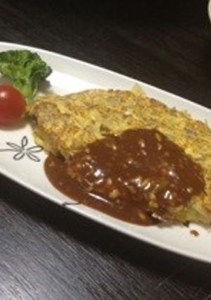 ボリューム満点挽肉オムレツ-レシピのメイン写真